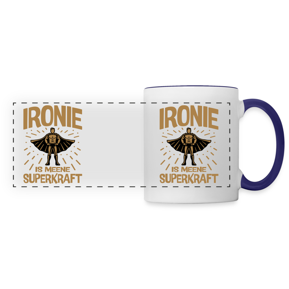 Ironie is meene Superkraft! - Tasse zweifarbig - Weiß/Kobaltblau