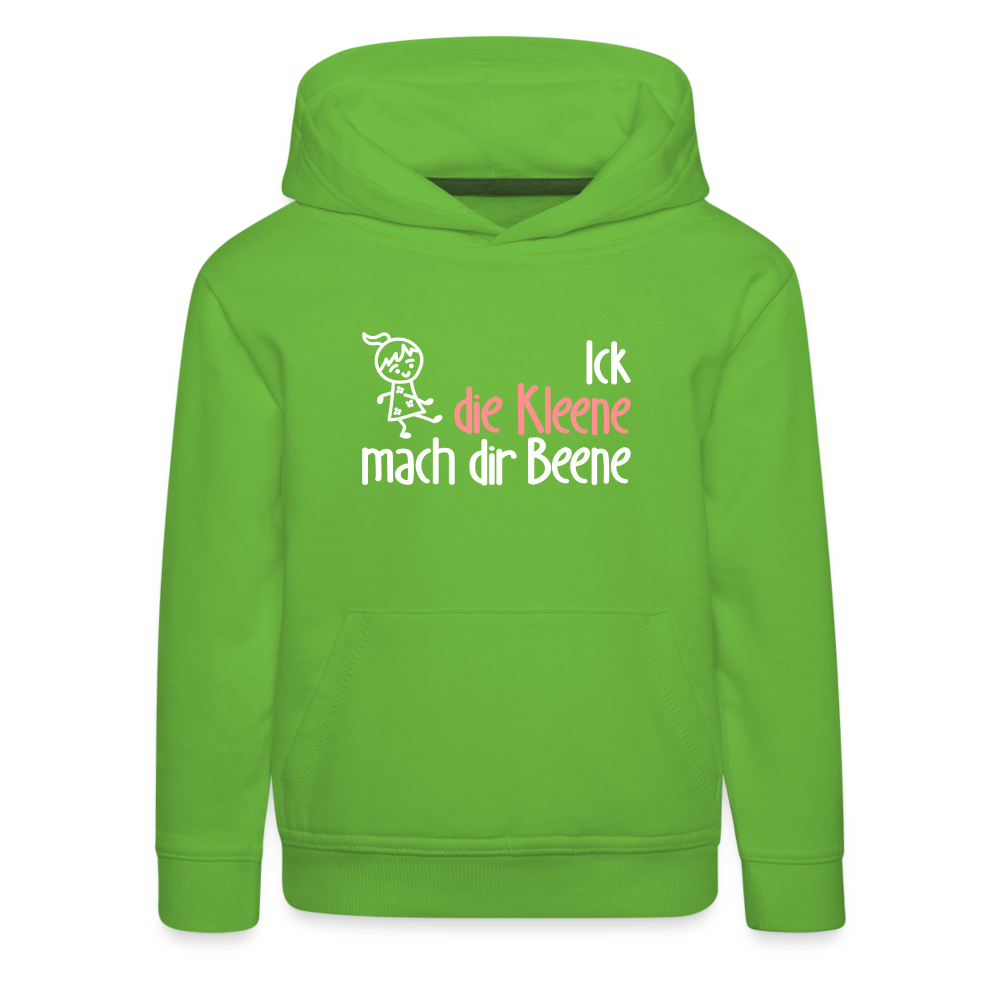 Ick, die Kleene, mach dir Beene! - Kinder Premium Hoodie - Hellgrün