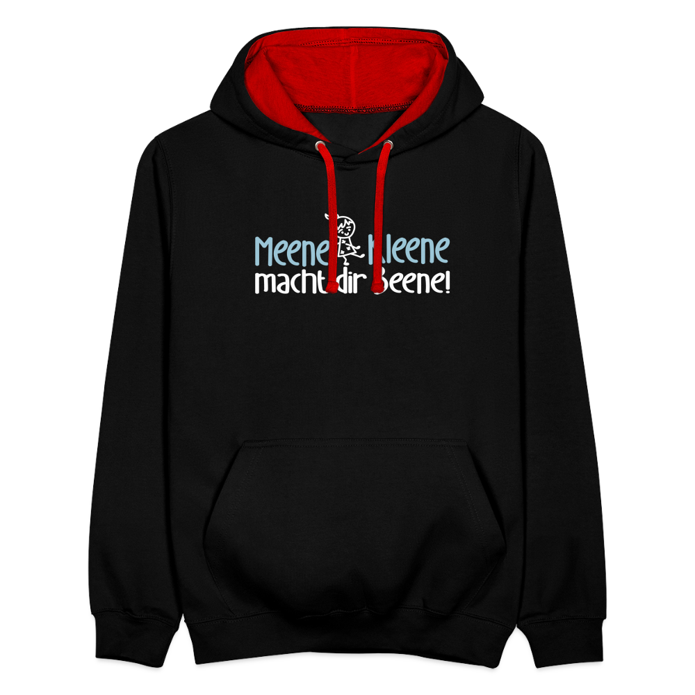 Meene Kleene macht dir Beene! - Kontrast Hoodie - Schwarz/Rot