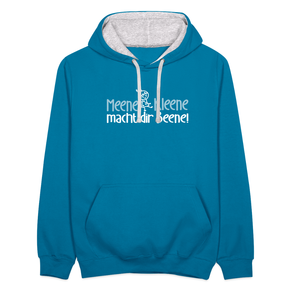 Meene Kleene macht dir Beene! - Kontrast Hoodie - Pfauenblau/Grau meliert