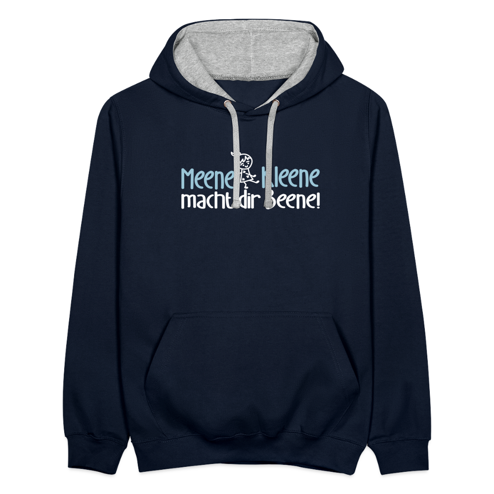 Meene Kleene macht dir Beene! - Kontrast Hoodie - Navy/Grau meliert