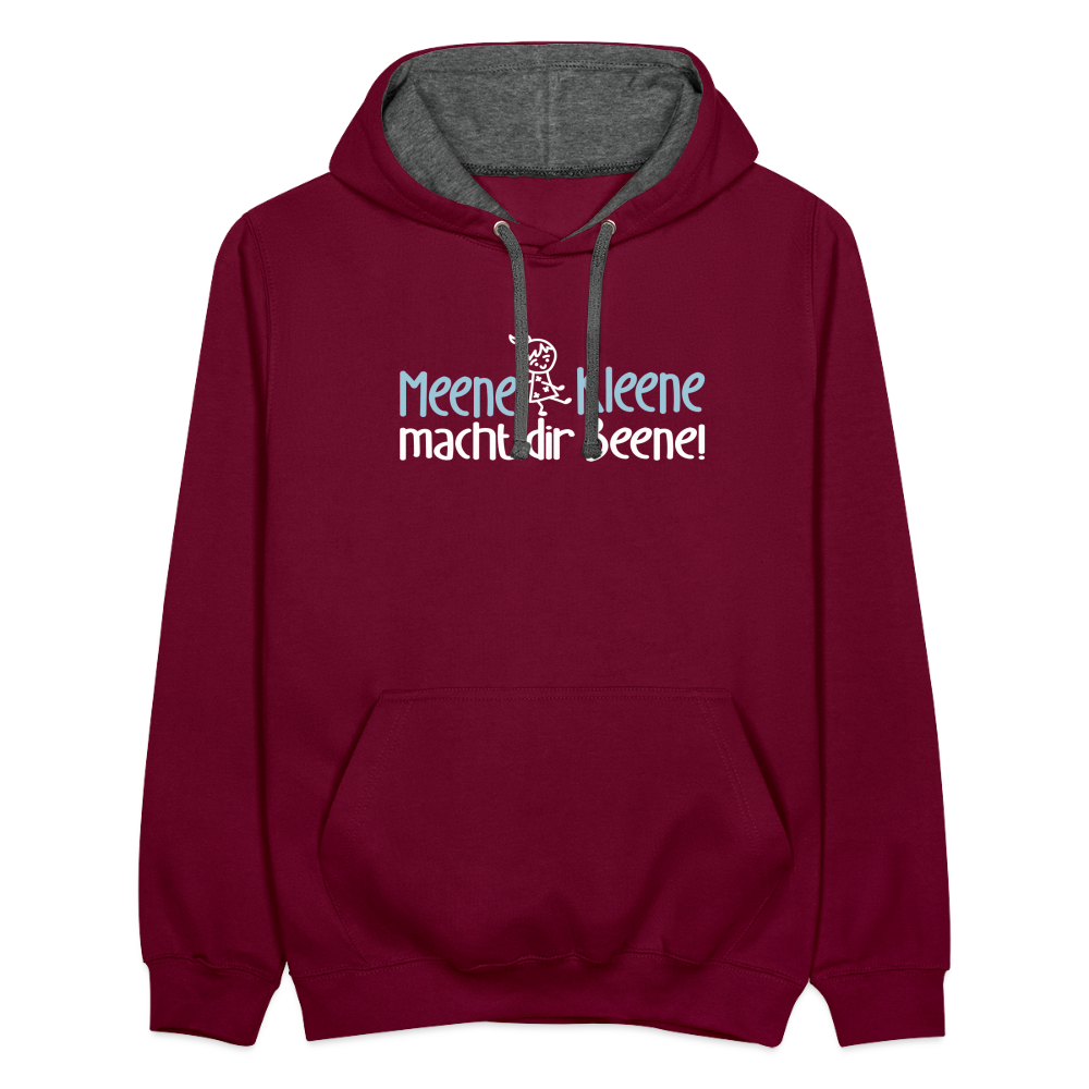 Meene Kleene macht dir Beene! - Kontrast Hoodie - Weinrot/Anthrazit