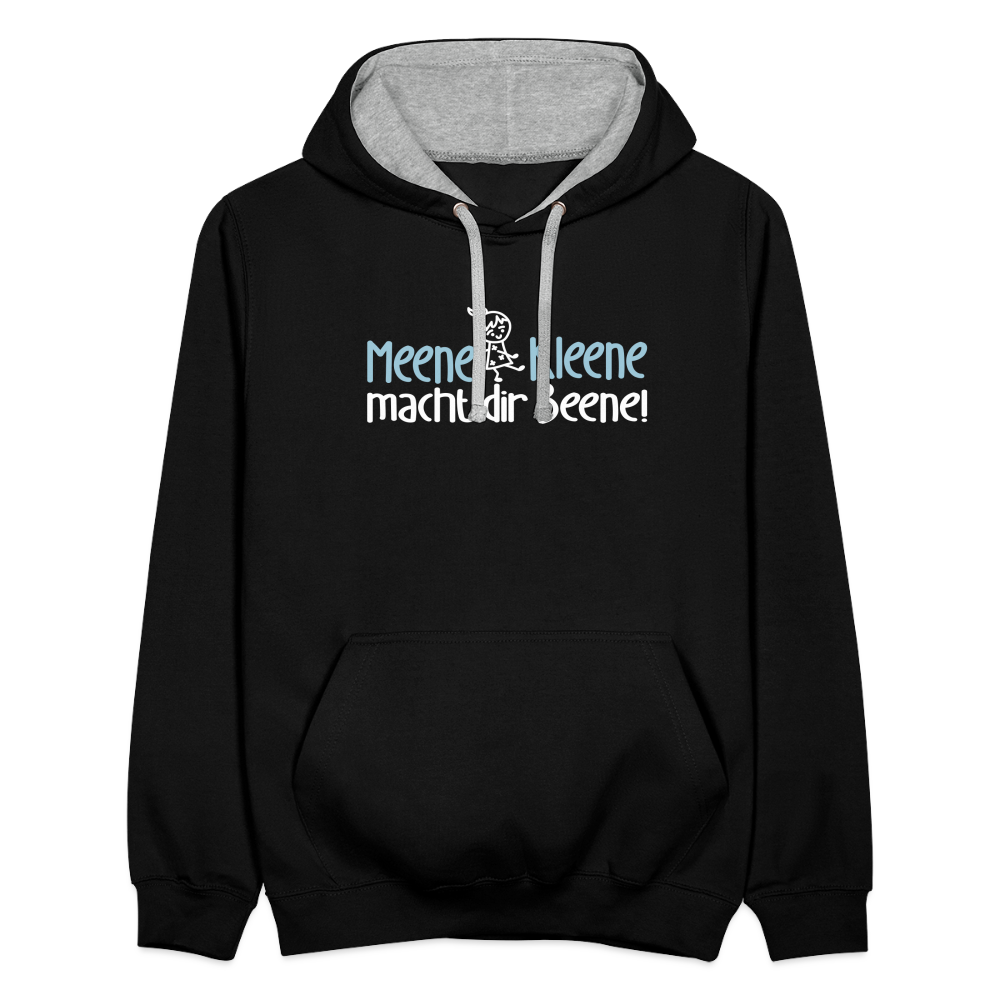 Meene Kleene macht dir Beene! - Kontrast Hoodie - Schwarz/Grau meliert