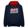 Sorry, ick bin spät. Hatte keen Bock. - Kontrast Hoodie - Navy/Rot