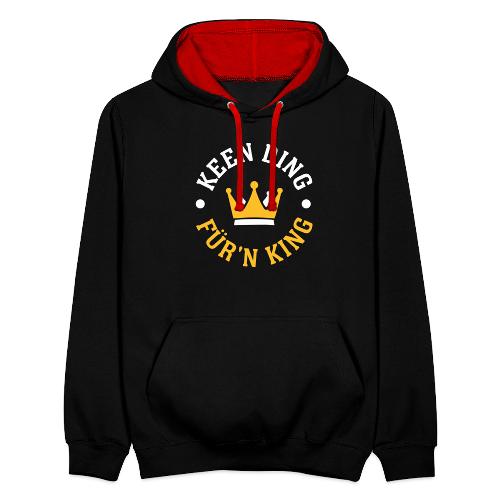 Keen Ding für'n King - Kontrast Hoodie - Schwarz/Rot