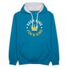 Keen Ding für'n King - Kontrast Hoodie - Pfauenblau/Grau meliert