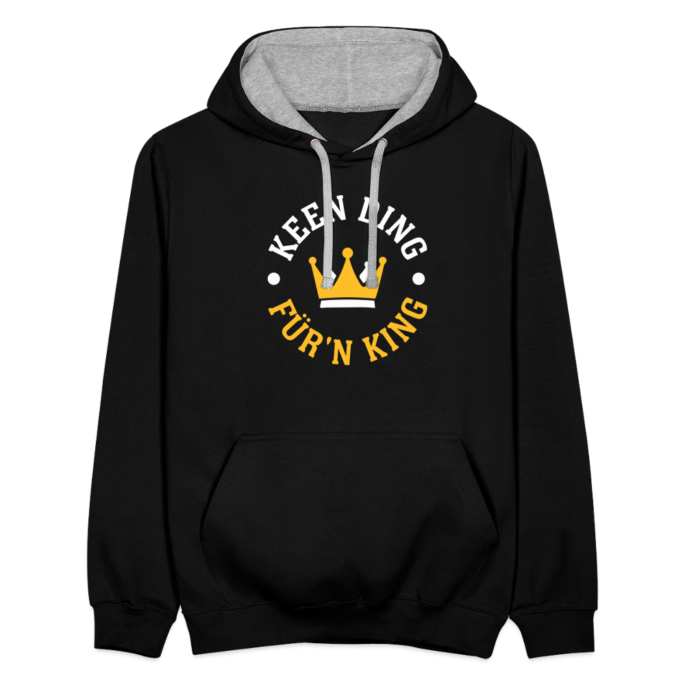 Keen Ding für'n King - Kontrast Hoodie - Schwarz/Grau meliert