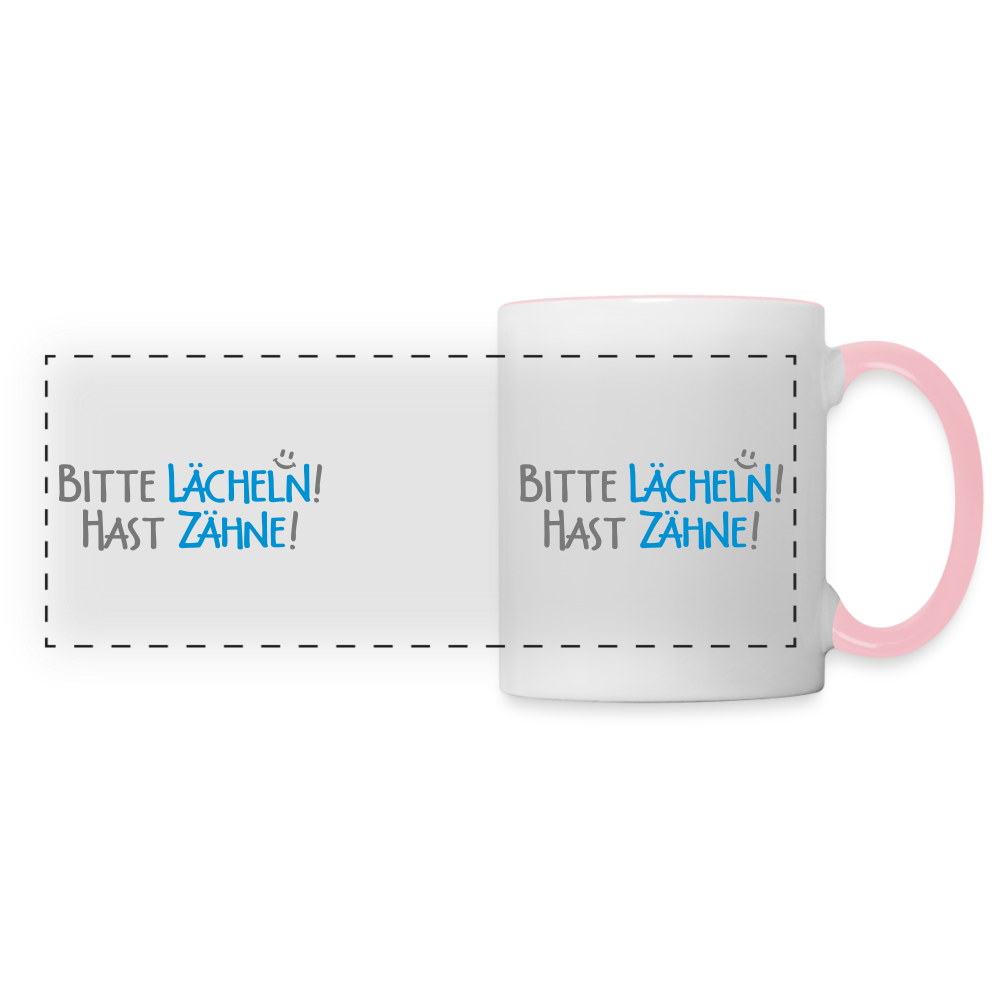 Bitte lächeln! Hast Zähne! - Tasse zweifarbig - Weiß/Pink