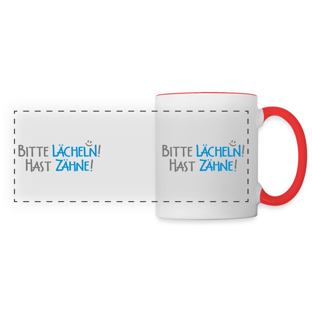 Bitte lächeln! Hast Zähne! - Tasse zweifarbig - Weiß/Rot