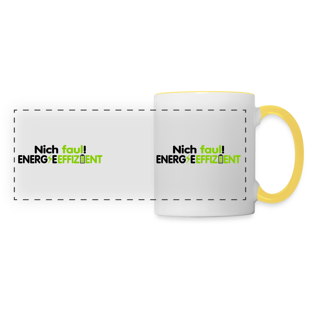 Nich faul! Energieeffizient! - Tasse zweifarbig - Weiß/Gelb
