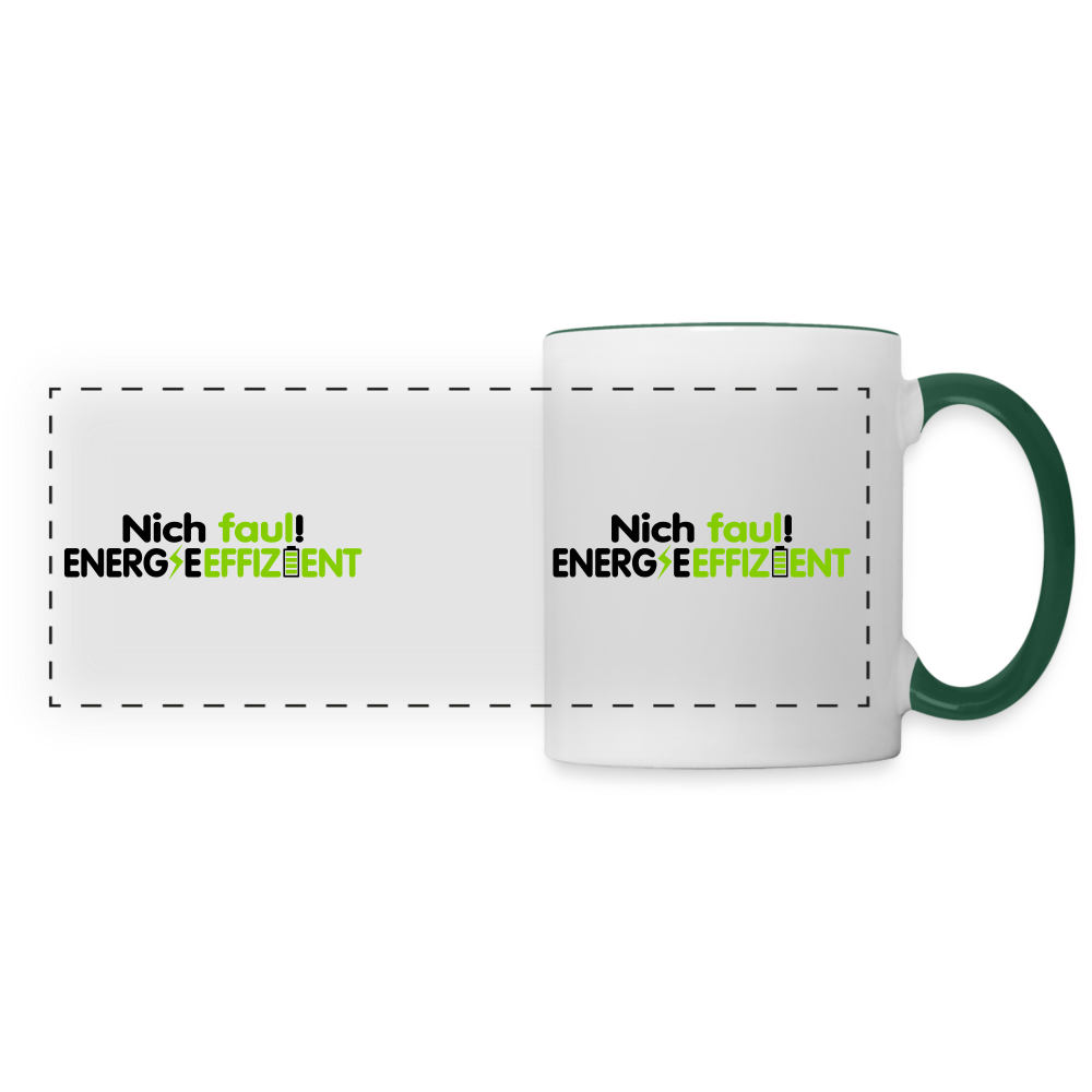 Nich faul! Energieeffizient! - Tasse zweifarbig - Weiß/Dunkelgrün