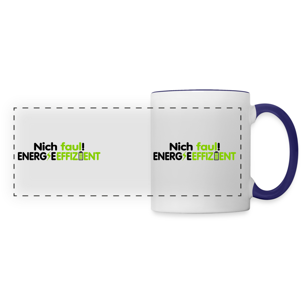Nich faul! Energieeffizient! - Tasse zweifarbig - Weiß/Kobaltblau