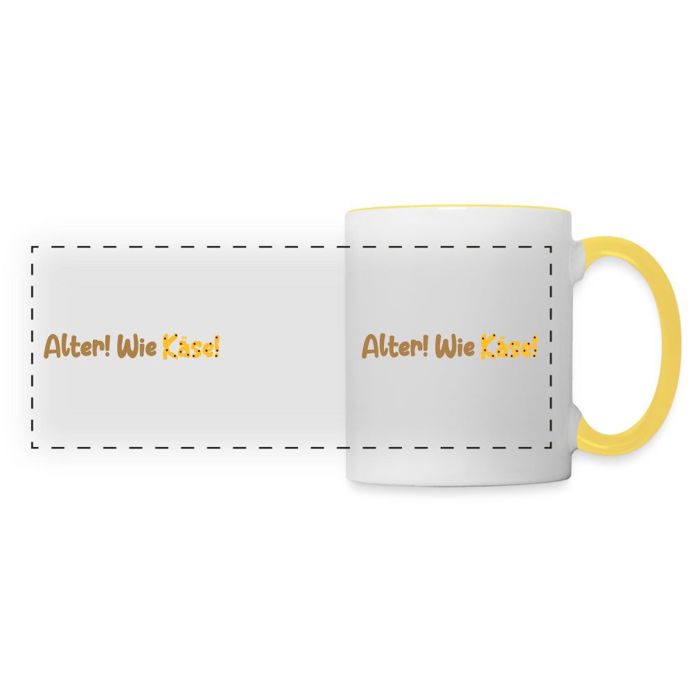 Alter! Wie Käse! - Tasse zweifarbig - Weiß/Gelb