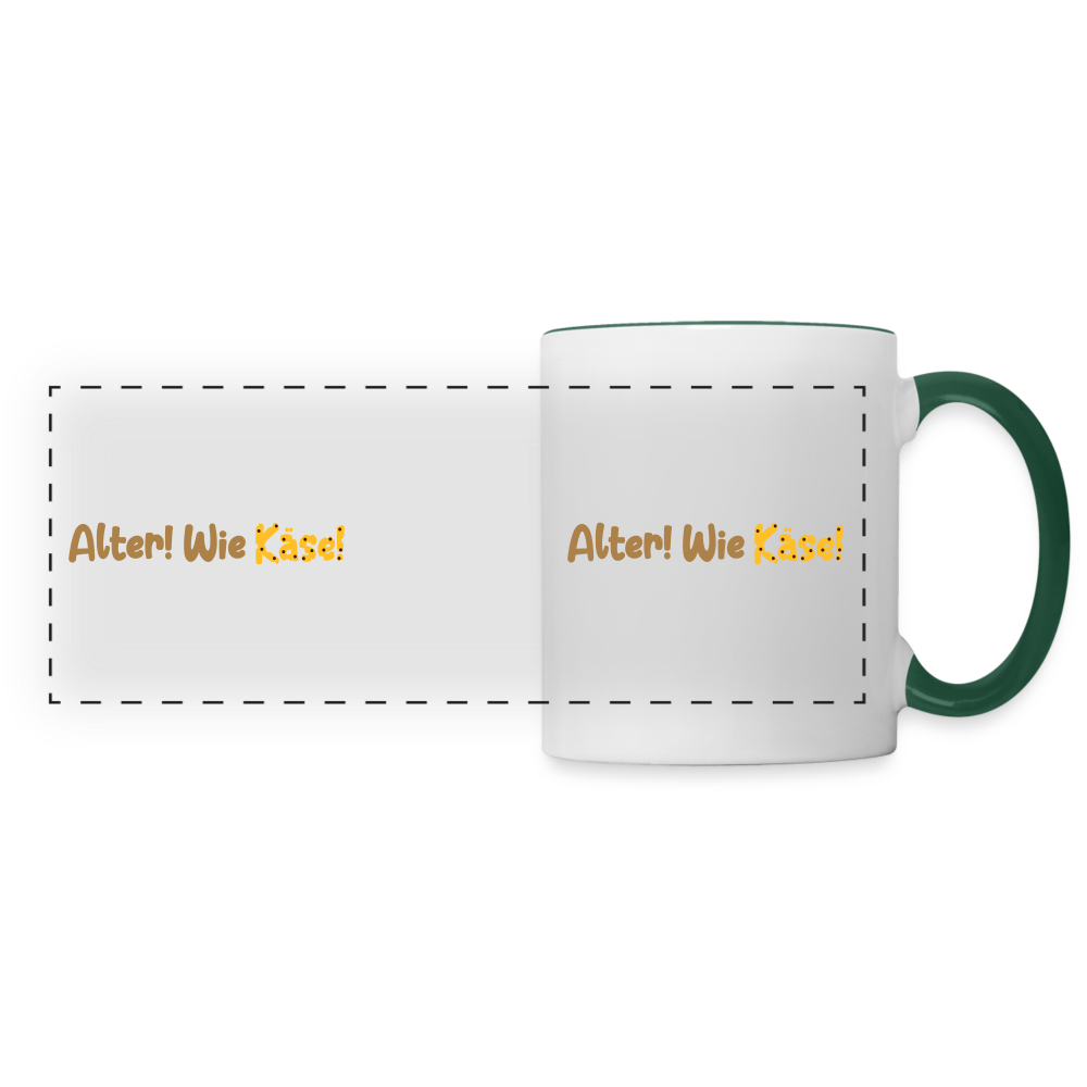 Alter! Wie Käse! - Tasse zweifarbig - Weiß/Dunkelgrün