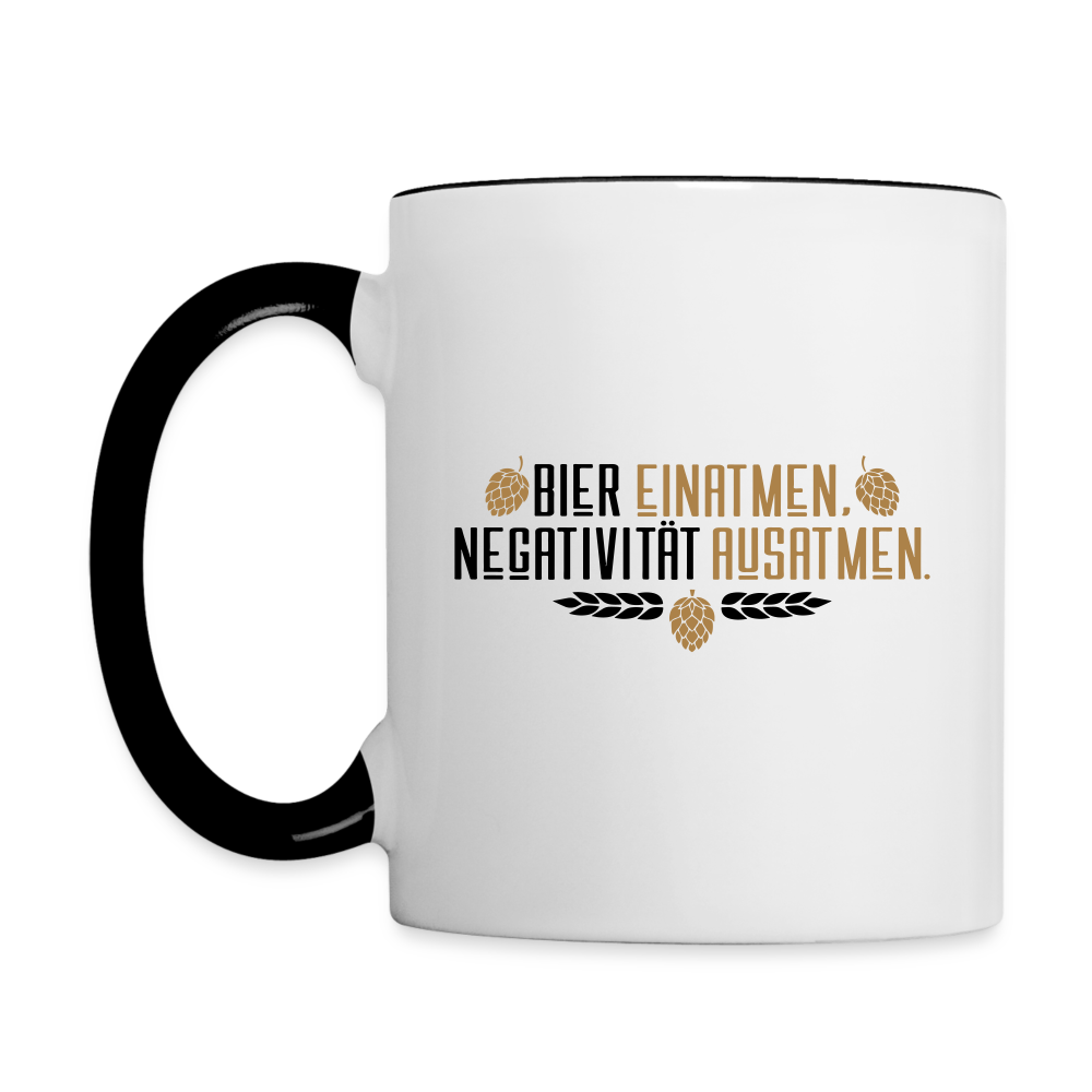 Bier einatmen, Negativität ausatmen. - Tasse zweifarbig