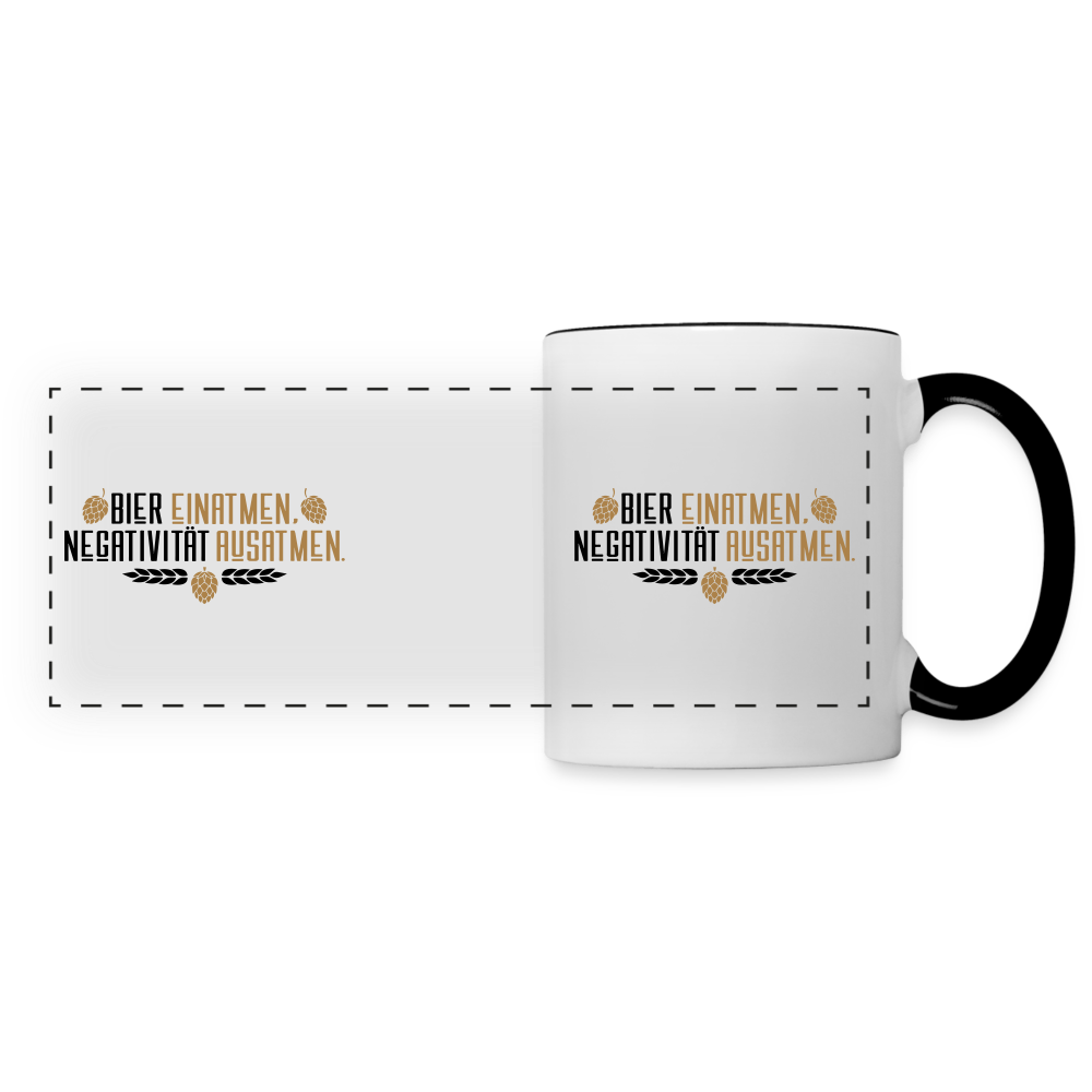 Bier einatmen, Negativität ausatmen. - Tasse zweifarbig - Weiß/Schwarz