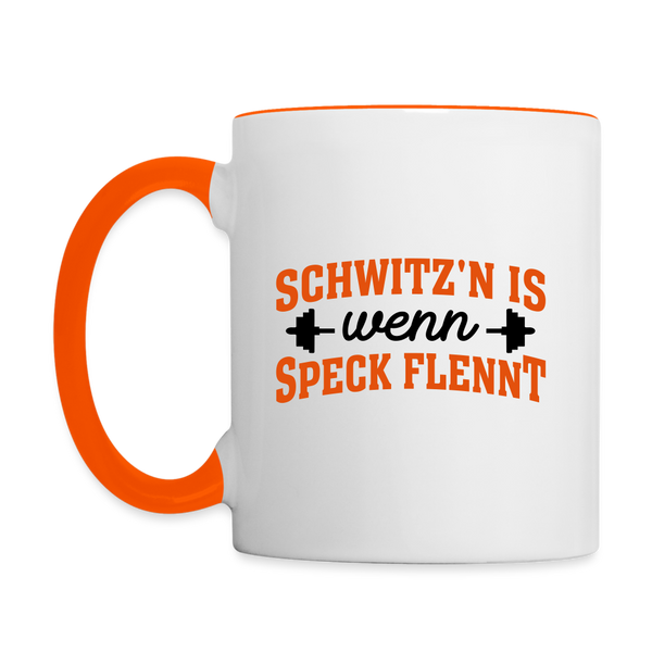 Schwitz'n is wenn Speck flennt - Tasse zweifarbig