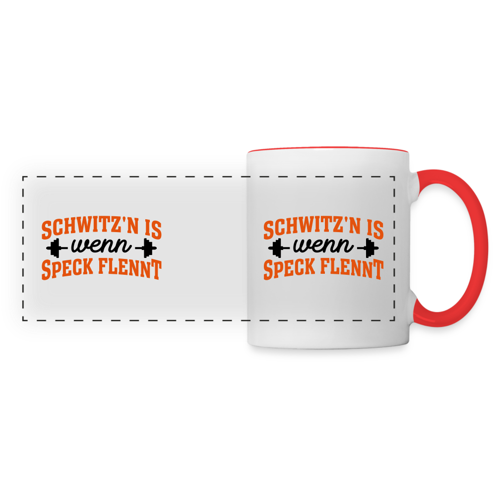 Schwitz'n is wenn Speck flennt - Tasse zweifarbig - Weiß/Rot