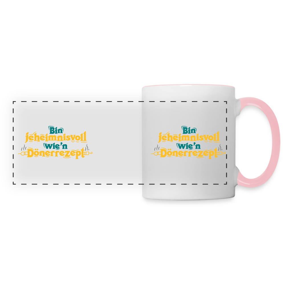 Bin jeheimnisvoll wie'n Dönerrezept. - Tasse zweifarbig - Weiß/Pink