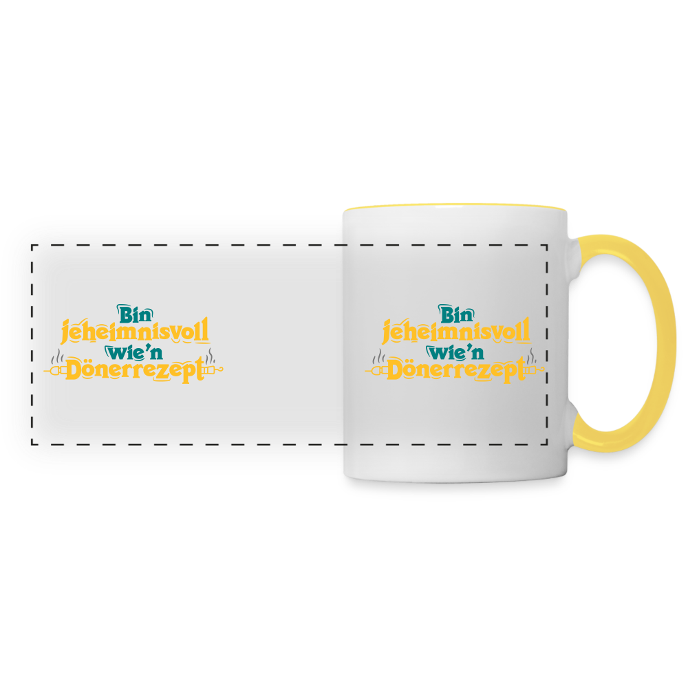 Bin jeheimnisvoll wie'n Dönerrezept. - Tasse zweifarbig - Weiß/Gelb