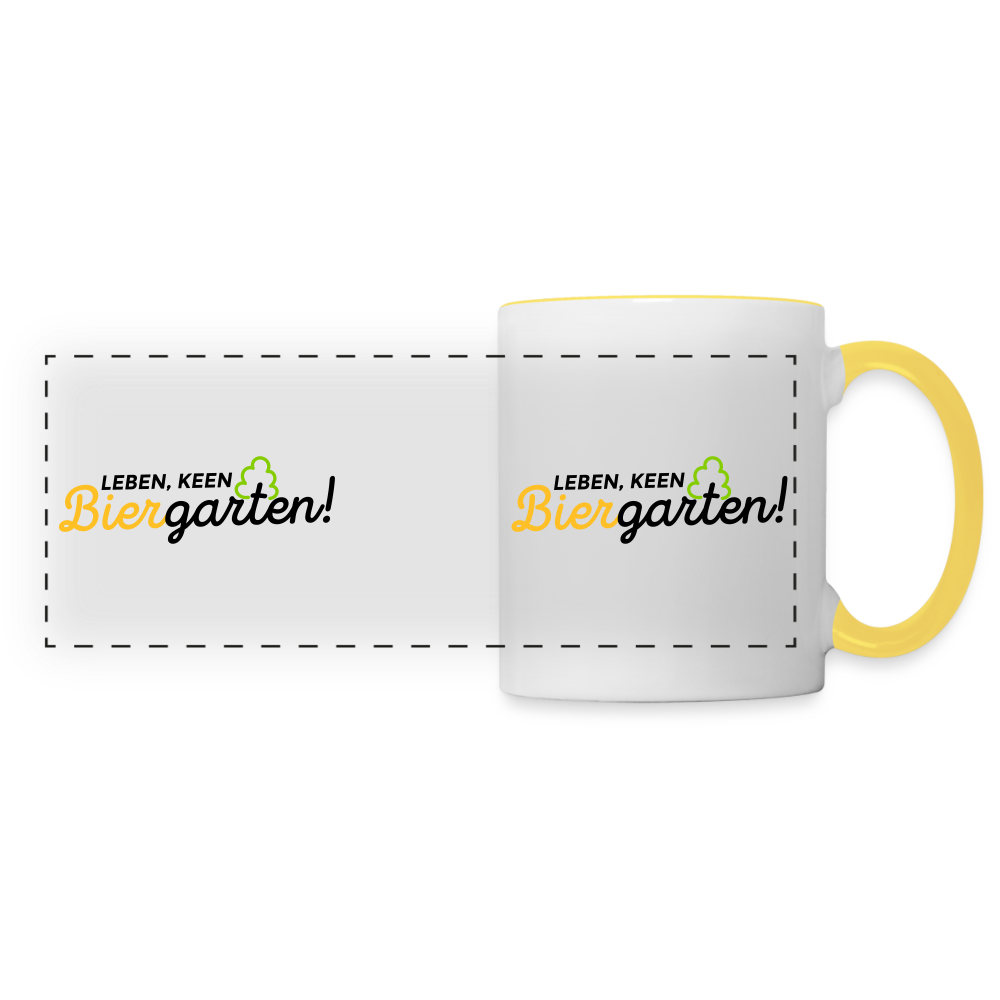 Leben, keen Biergarten! - Tasse zweifarbig - Weiß/Gelb