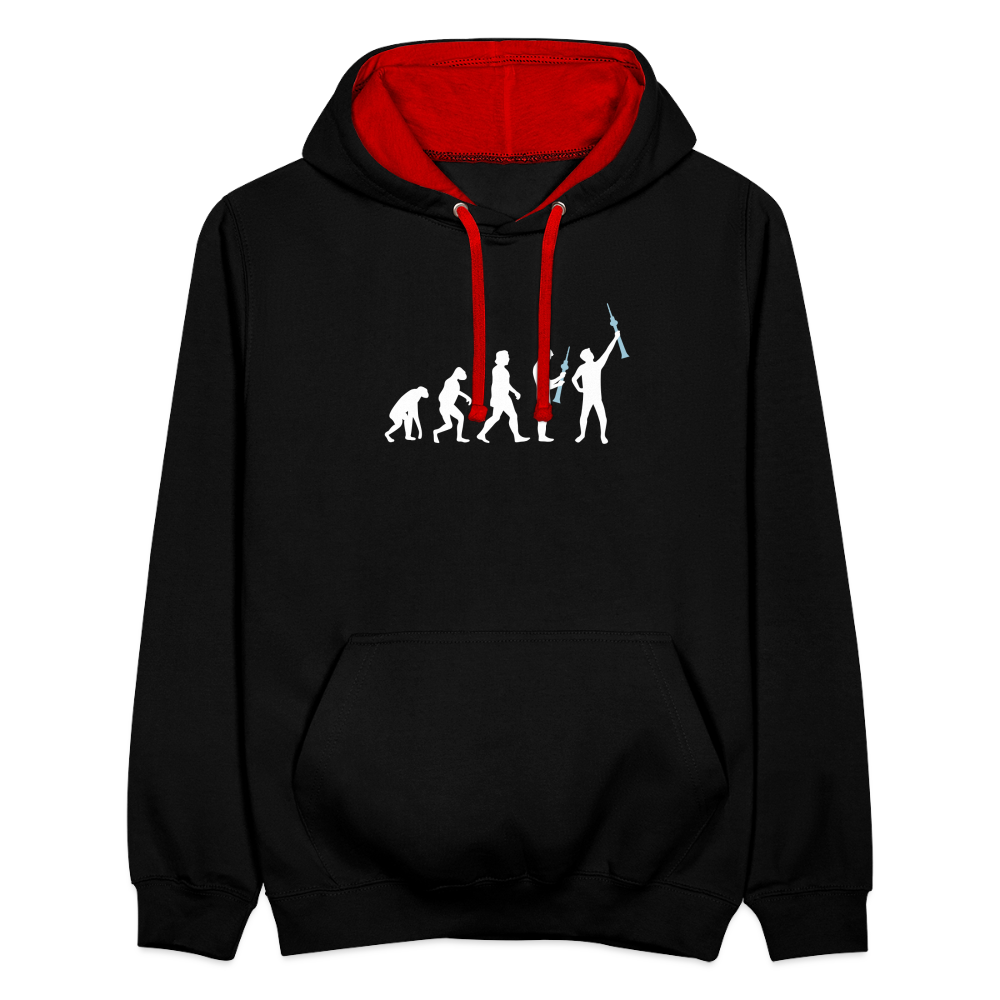 Evolution - Kontrast Hoodie - Schwarz/Rot