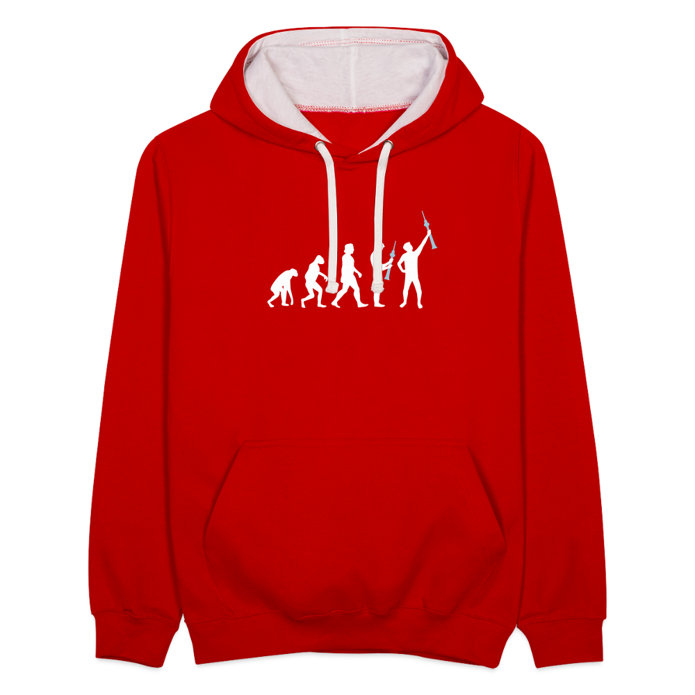 Evolution - Kontrast Hoodie - Rot/Weiß