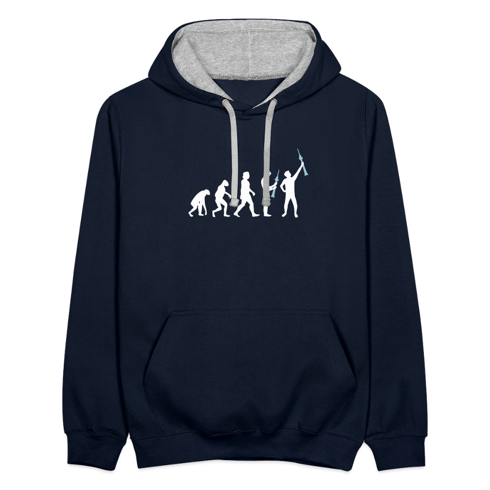 Evolution - Kontrast Hoodie - Navy/Grau meliert