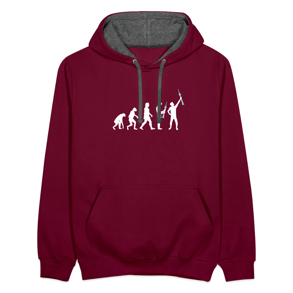 Evolution - Kontrast Hoodie - Weinrot/Anthrazit