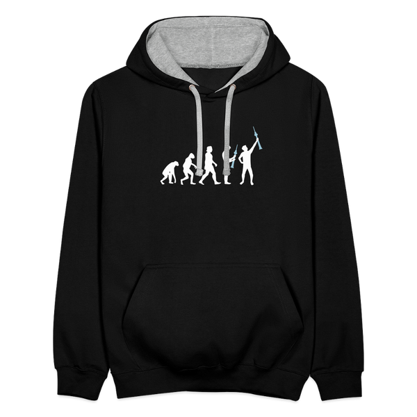 Evolution - Kontrast Hoodie - Schwarz/Grau meliert
