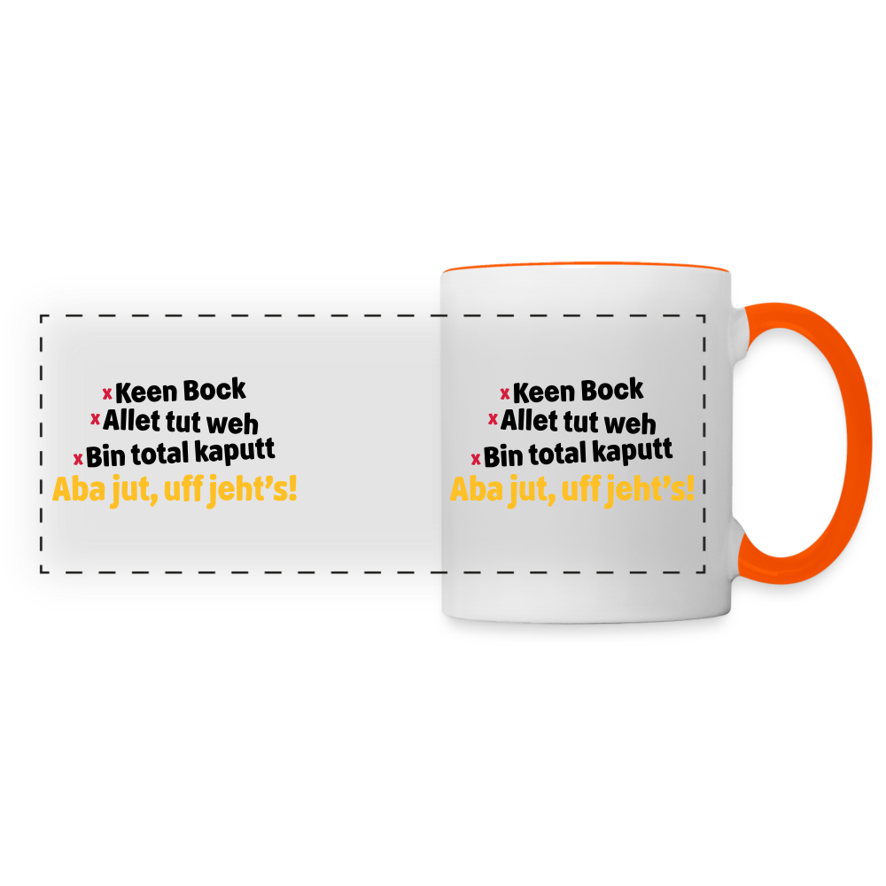 aba jut, uff jeht's! - Tasse zweifarbig - Weiß/Orange