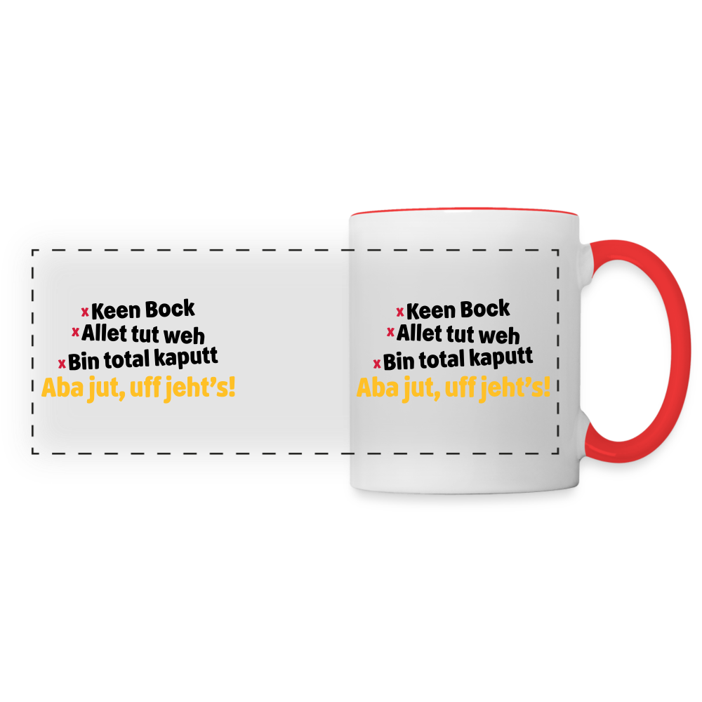 aba jut, uff jeht's! - Tasse zweifarbig - Weiß/Rot