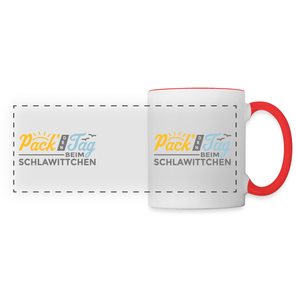 Pack' den Tag beim Schlawittchen - Tasse zweifarbig - Weiß/Rot