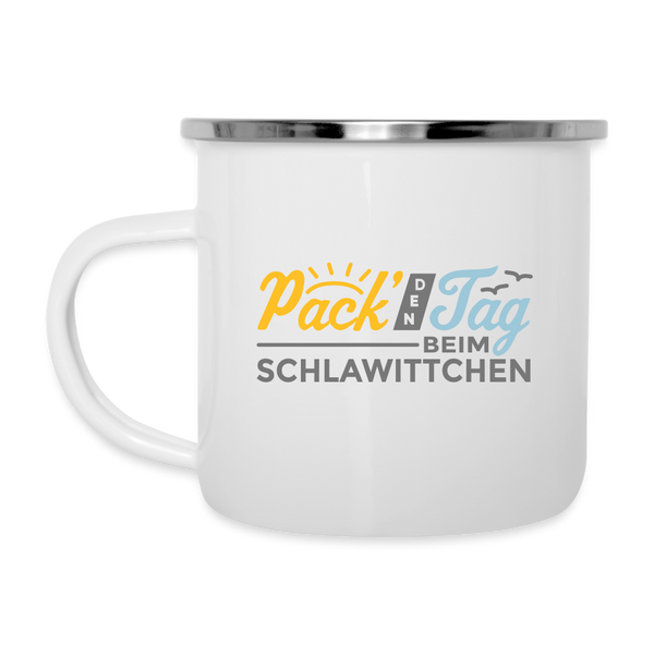 Pack' den Tag beim Schlawittchen - Emaille Tasse
