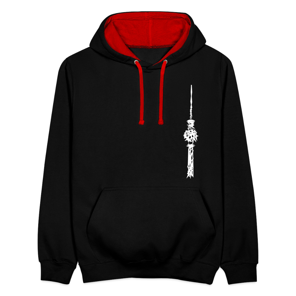 Fernsehturm Zick zack - Kontrast Hoodie - Schwarz/Rot