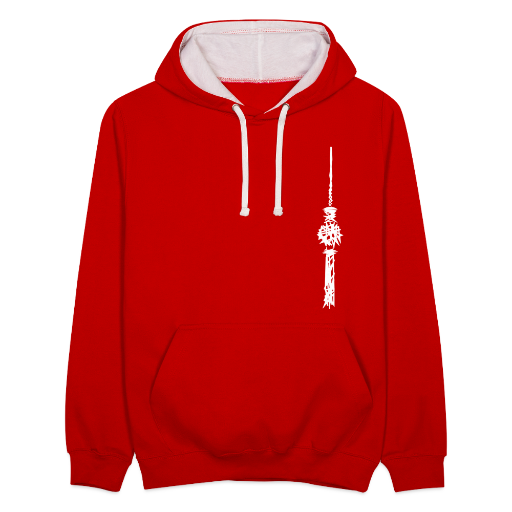 Fernsehturm Zick zack - Kontrast Hoodie - Rot/Weiß