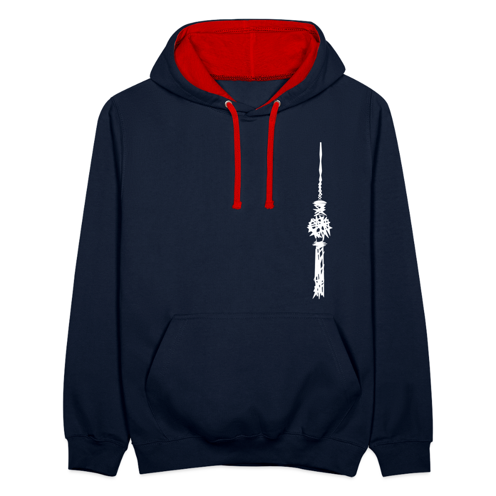 Fernsehturm Zick zack - Kontrast Hoodie - Navy/Rot