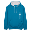 Fernsehturm Zick zack - Kontrast Hoodie - Pfauenblau/Grau meliert