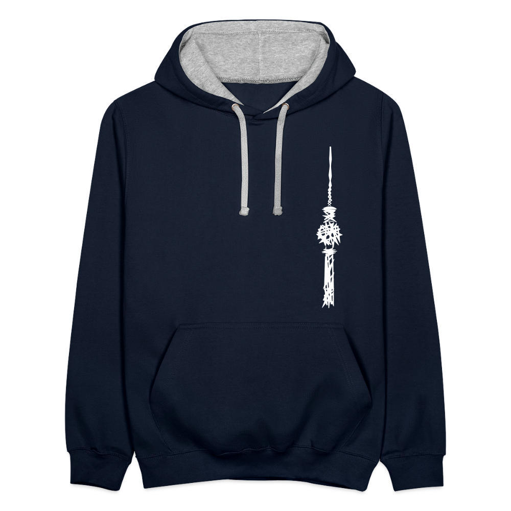 Fernsehturm Zick zack - Kontrast Hoodie - Navy/Grau meliert