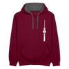 Fernsehturm Zick zack - Kontrast Hoodie - Weinrot/Anthrazit