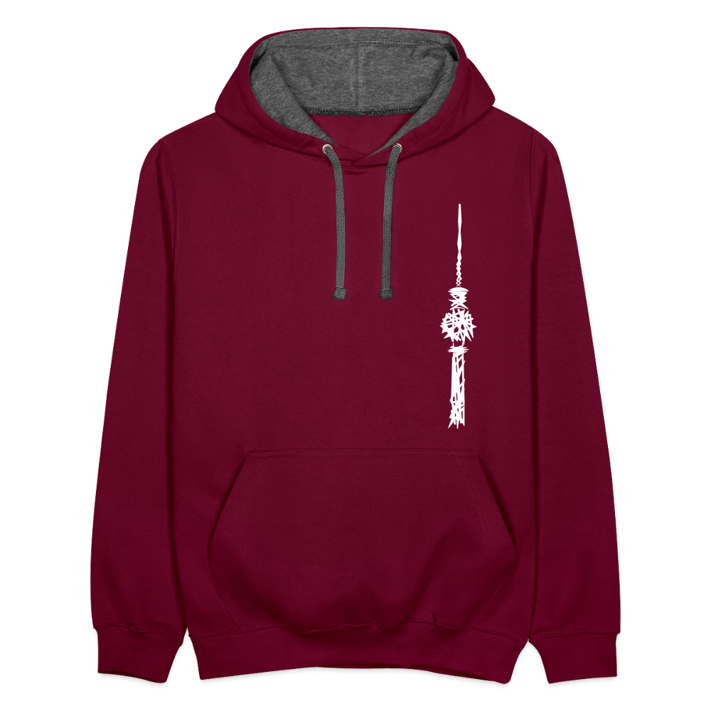 Fernsehturm Zick zack - Kontrast Hoodie - Weinrot/Anthrazit