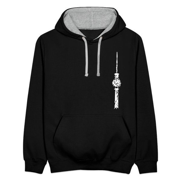 Fernsehturm Zick zack - Kontrast Hoodie - Schwarz/Grau meliert