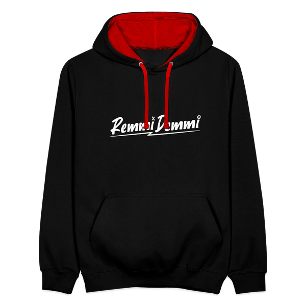 Remmi Demmi - Kontrast Hoodie - Schwarz/Rot