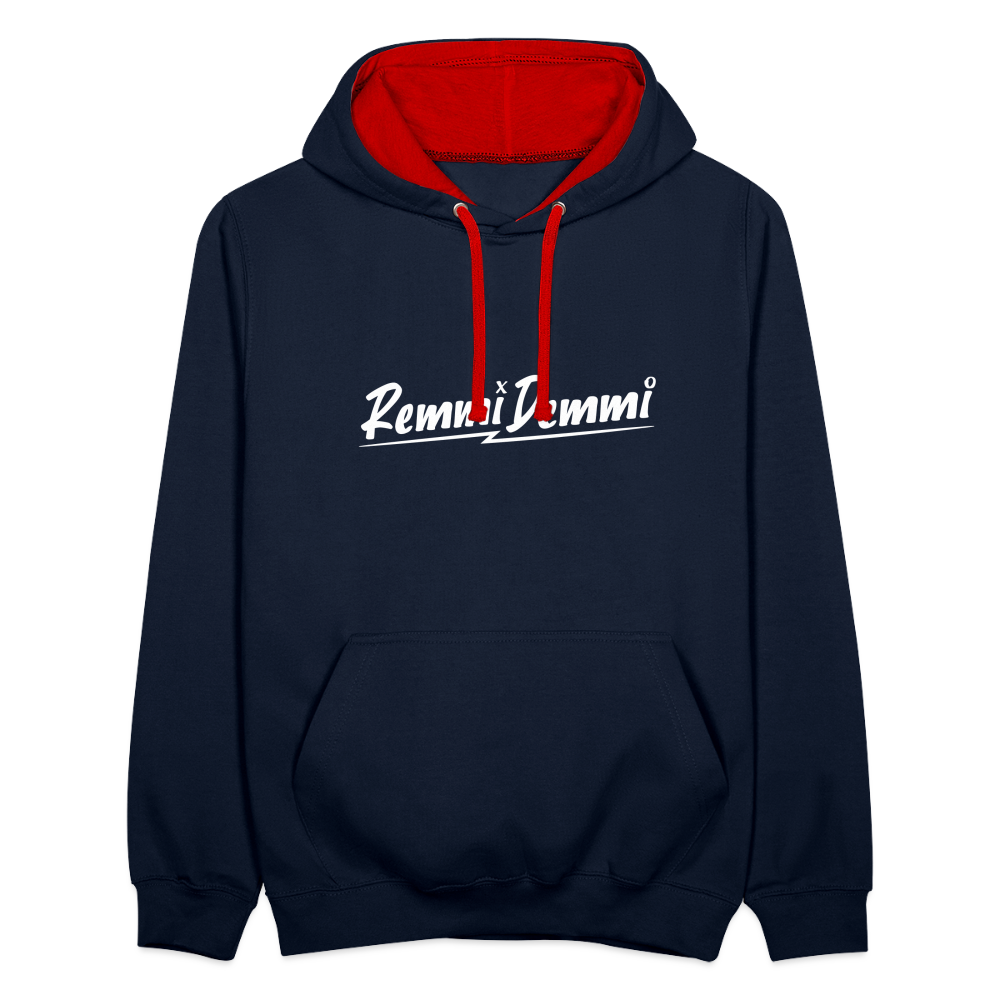 Remmi Demmi - Kontrast Hoodie - Navy/Rot