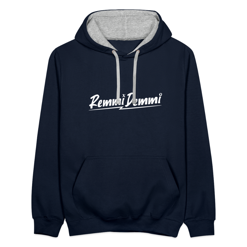Remmi Demmi - Kontrast Hoodie - Navy/Grau meliert