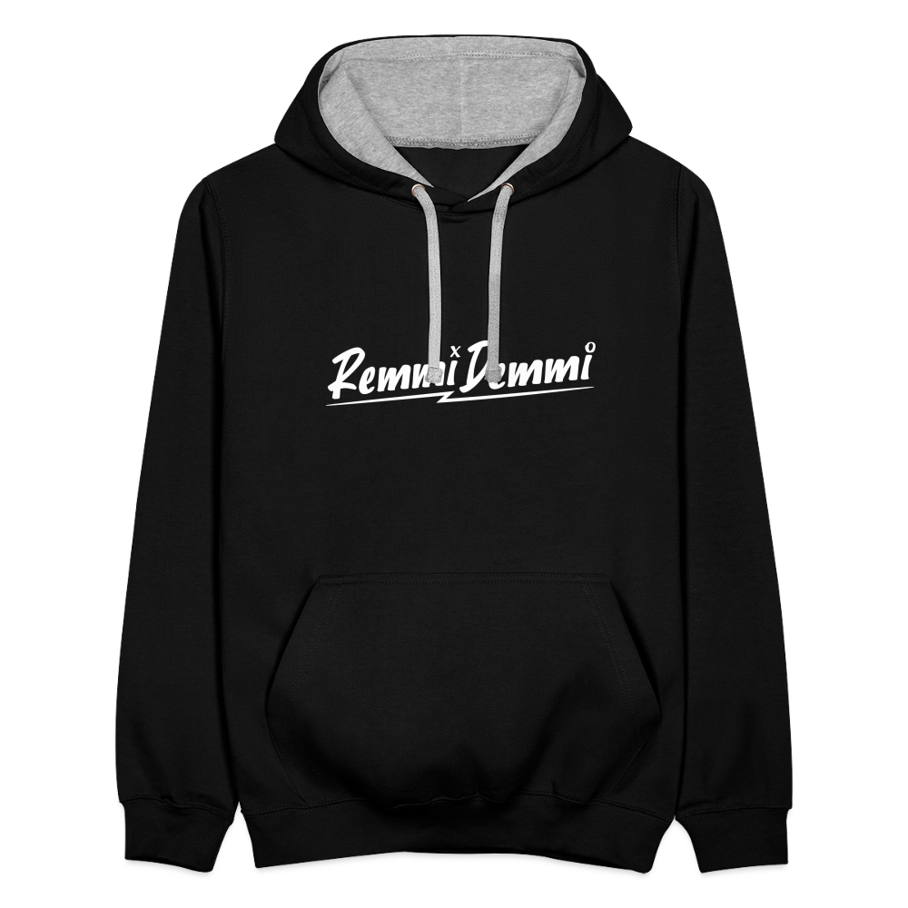 Remmi Demmi - Kontrast Hoodie - Schwarz/Grau meliert