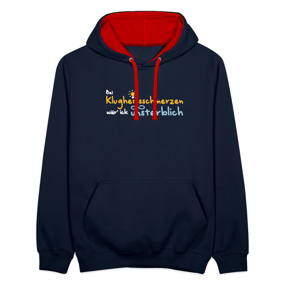 Bei Klugheitsschmerzen wär' ick unsterblich - Kontrast Hoodie - Navy/Rot