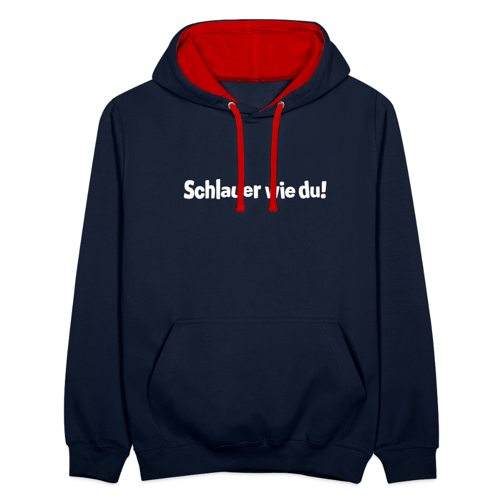 Schlauer wie du! - Kontrast Hoodie - Navy/Rot
