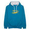 Berlin THF - Kontrast Hoodie - Pfauenblau/Grau meliert