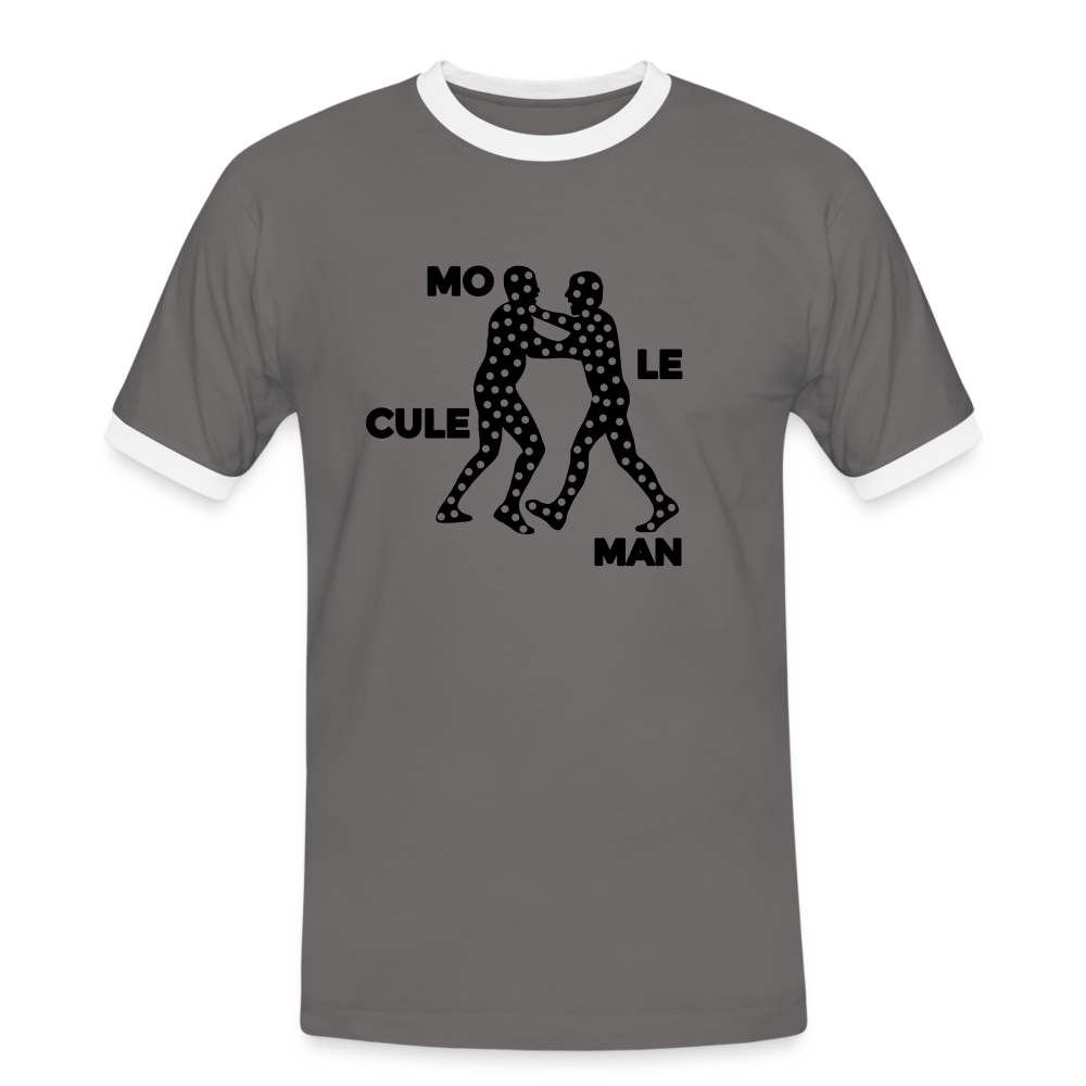 Mo le cule Man - Männer Ringer T-Shirt - Dunkelgrau/Weiß